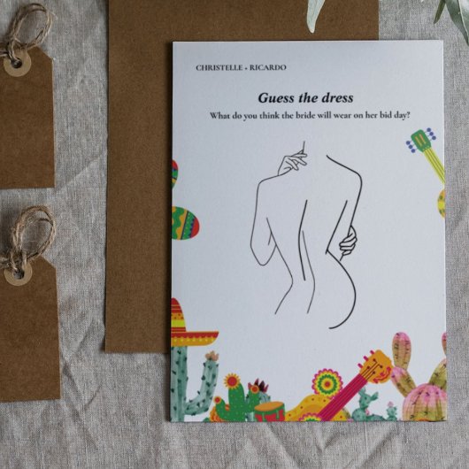 花嫁のドレスブライダルシャワーゲームカードを推測 招待状