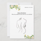 花嫁のドレスブライダルシャワーゲームカードを推測 招待状 (正面)