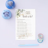 花嫁のハーブシャワーゲームカードを知っているか チラシ (シングル)