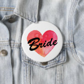 花嫁のバッジ|の水彩画のハートのバチェロレッテ 缶バッジ (インサイチュ)