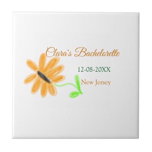 花嫁のパーティー名 日付 場所を追加 ヒマワリ タイル (正面)