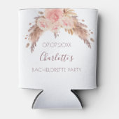 花嫁のパーティー用 ブッシュピンクの花とパンパスグラス 缶クーラー (正面)