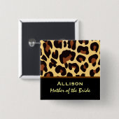 花嫁のヒョウのプリントの名前をカスタムするの母 缶バッジ (正面&裏面)