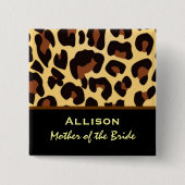 花嫁のヒョウのプリントの名前をカスタムするの母 缶バッジ (正面)
