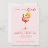 花嫁のピンクと赤のブライダルシャワー 招待状 (正面)