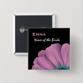 花嫁のピンクのデイジーの結婚式の姪 缶バッジ (正面&裏面)