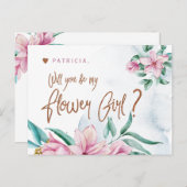 花嫁のピンクのミントは私の花の女の子になる ポストカード (正面/裏面)