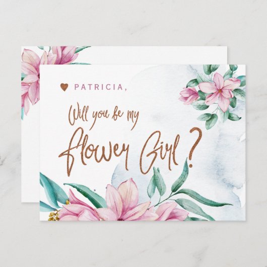 花嫁のピンクのミントは私の花の女の子になる ポストカード (正面/裏面)