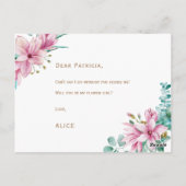 花嫁のピンクのミントは私の花の女の子になる ポストカード (裏面)