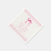 花嫁のピンクの蝶結びの結婚前パーティー スタンダードカクテルナプキン (角)