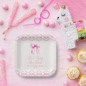 花嫁のピンクの蝶結びの結婚前パーティー ペーパープレート (パーティー)