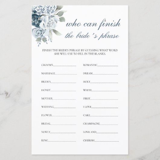 花嫁のフレーズブライダルゲームを完成させる人 (正面)