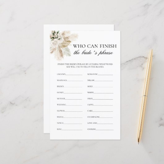 花嫁のフレーズブライダルゲームを完成させる人 (正面/裏面インサイチュ)