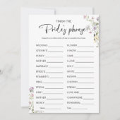 花嫁のフレーズブライダルシャワーゲームを終了 招待状 (正面)