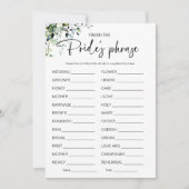 花嫁のフレーズブライダルシャワーゲームを終了 招待状 (正面)