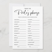 花嫁のフレーズブライダルシャワーゲームを終了 招待状 (正面)
