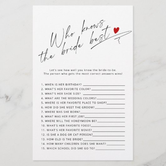 花嫁のブライダルゲームを知っ最高のている書道 (正面)