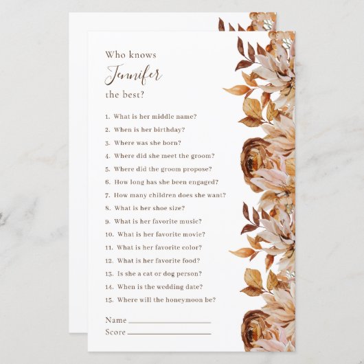 花嫁のブライダルゲーム最高のを知っている人 (正面/裏面)