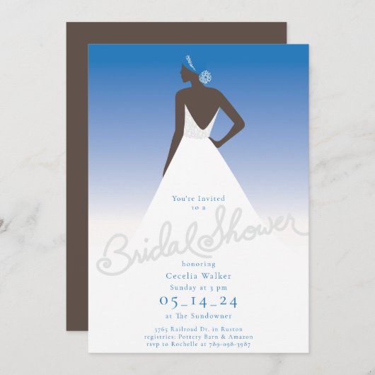 花嫁のブライダルシャワーへの招待 招待状 (正面/裏面)