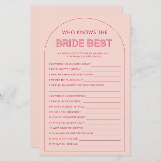 花嫁のブライダルシャワーを知るミニマル最高の (正面/裏面)