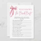 花嫁のブライダルシャワーゲームを知っ最高のたおじぎ 招待状 (正面)