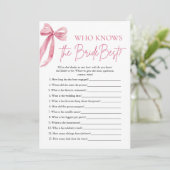 花嫁のブライダルシャワーゲームを知っ最高のたおじぎ 招待状 (スタンド正面)