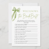 花嫁のブライダルシャワーゲームを知っ最高のたおじぎ 招待状 (正面)