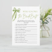 花嫁のブライダルシャワーゲームを知っ最高のたおじぎ 招待状 (スタンド正面)