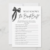 花嫁のブライダルシャワーゲームを知っ最高のたおじぎ 招待状 (正面)