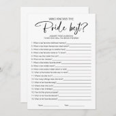 花嫁のブライダルシャワーゲームを知っ最高のている 招待状 (正面/裏面)