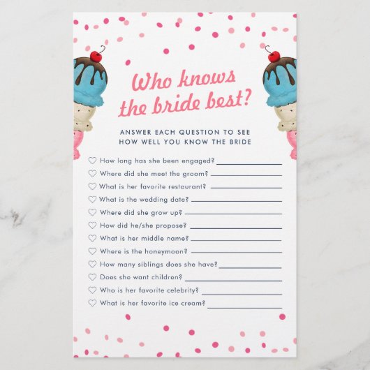 花嫁のブライダルシャワーゲーム最高のを知っている人 (正面)