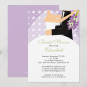 花嫁のブライダルシャワー招待状 紫 緑 招待状 (正面/裏面)