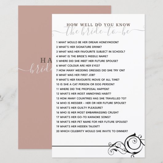 花嫁のブライダルシャワー (正面/裏面)