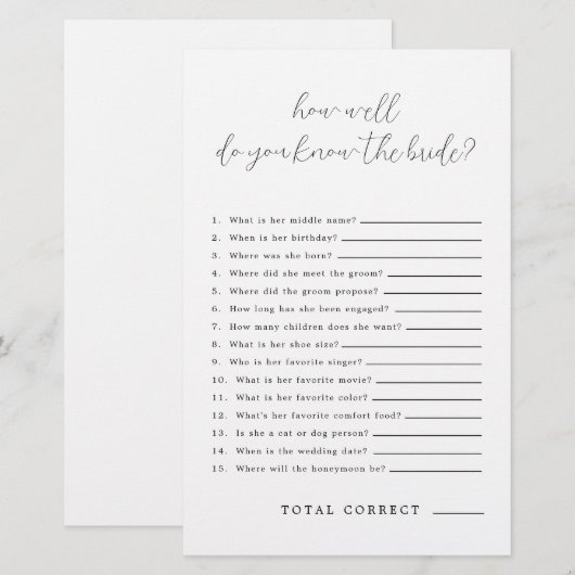 花嫁のブライダルシャワー (正面/裏面)