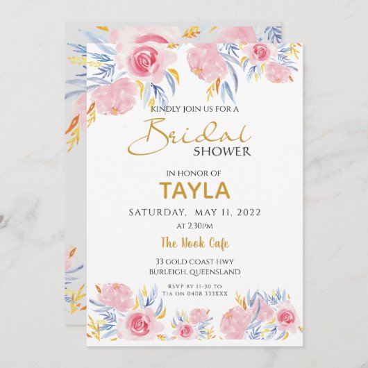 花嫁のブランチの招待状のウェディングシャワーの招待 招待状 (正面/裏面)