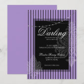 花嫁のブランチパーティー 紫 黒 招待状 (正面/裏面)