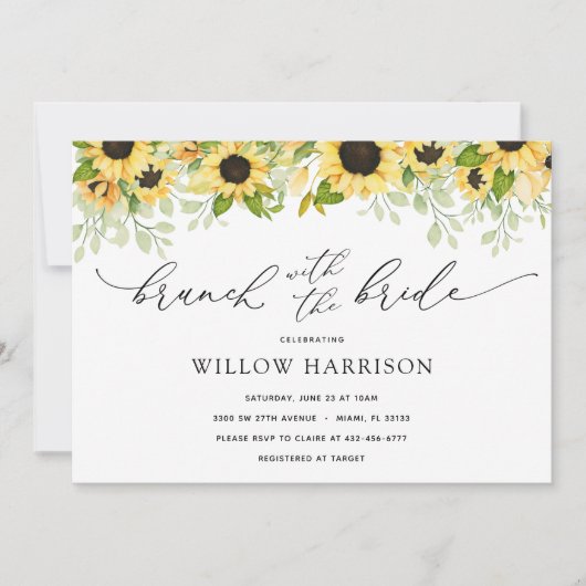 花嫁のブランチ サンフラワー シャワーの招待状 招待状 (正面)
