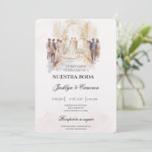 花嫁のベージュとボホスペインの結婚ベージュ 招待状 (スタンド正面)