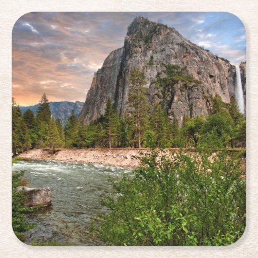 花嫁のベールの滝 スクエアペーパーコースター (正面)