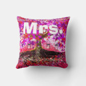 花嫁のメイソンの瓶ピンク紫ロマンチックな木 クッション (裏面)