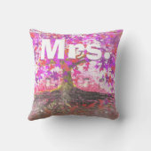 花嫁のメイソンの瓶ピンク紫ロマンチックな木 クッション (裏面)