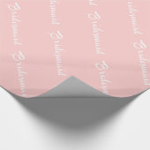 花嫁のメイドがピンク色で白 ラッピングペーパー (角)