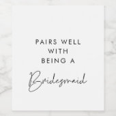 花嫁のメイドになるミニマルなペア ワインラベル (シングルラベル)