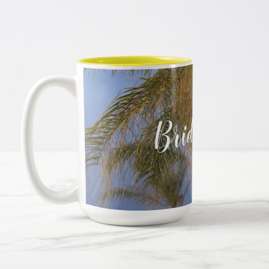 花嫁のヤシ結婚の木のマグカップ ツートーンマグカップ (左)