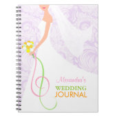 花嫁のラベンダーのダマスク織の結婚式ジャーナルノート ノートブック (正面)