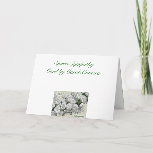 花嫁のリースによってSpireaは悔やみや弔慰カードが開花します カード (裏面)