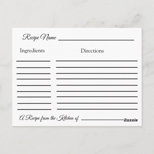 花嫁のレシピカード結婚のレシピ ポストカード (裏面)