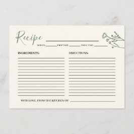 花嫁のレシピカー素朴ド エンクロージャーカード