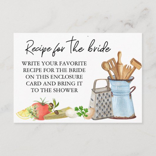花嫁のレシピブライダルシャワー水彩 エンクロージャーカード (正面)