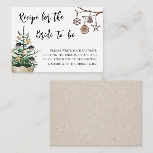 花嫁のレシピ |冬のブライダルシャワー エンクロージャーカード (正面/裏面)